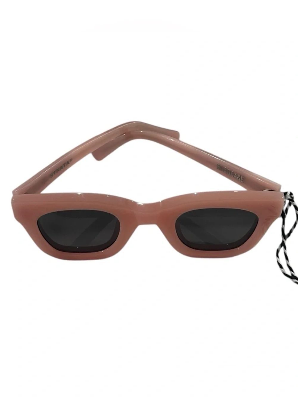 Strata Roadcase Pink Acetate Smoke Polarized Lens Rectangular Sunglasses W/Case